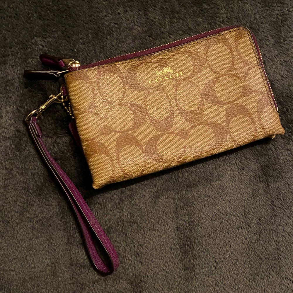 Coach double zipper Wallet wristlet